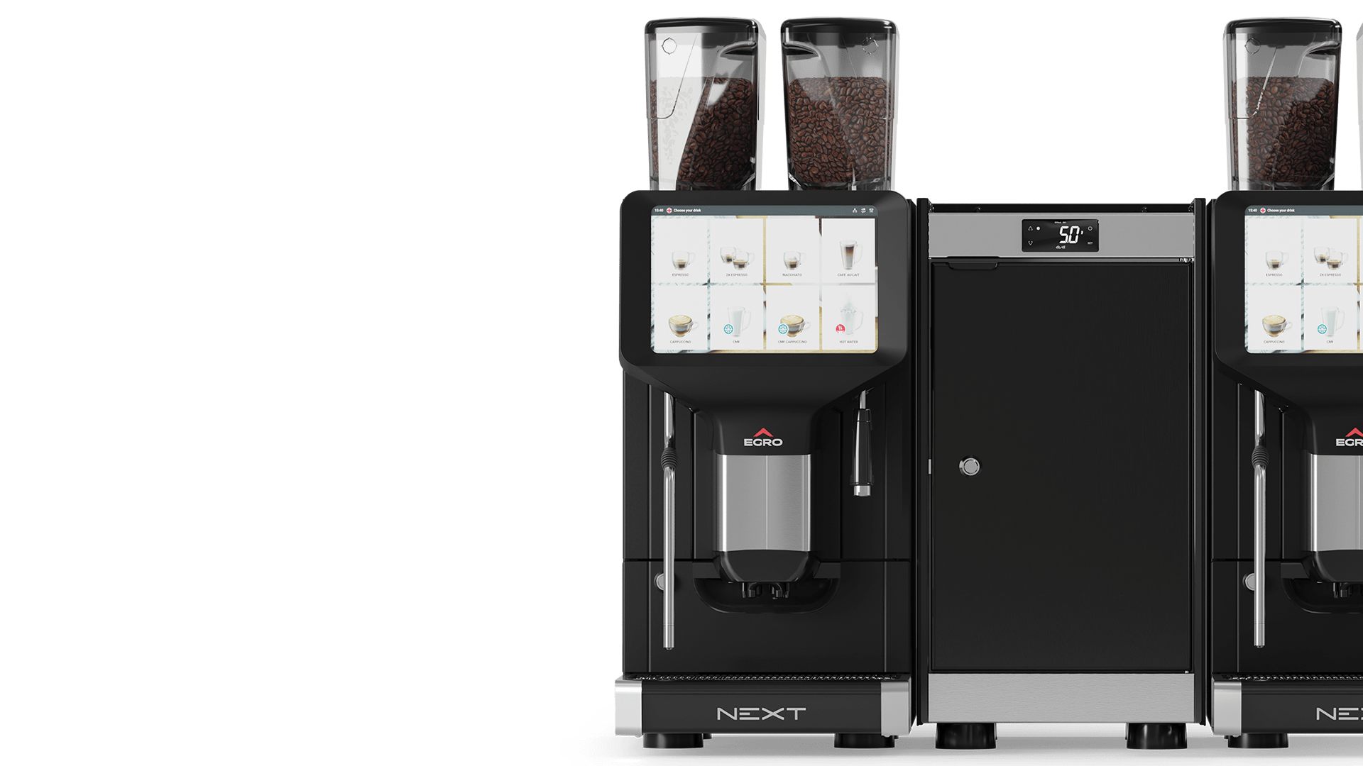 Egro Next X2 coffee machine configuration with refrigerator